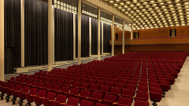Iluminar un auditorio de forma eficaz creando un resultado visual asombroso con la iluminación de techos de Philips